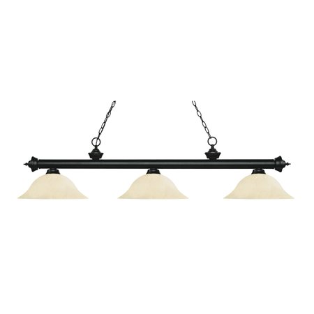 Z-LITE Riviera 3 Light Billiard Light, Matte Black & Golden Mottle 200-3MB-GM16